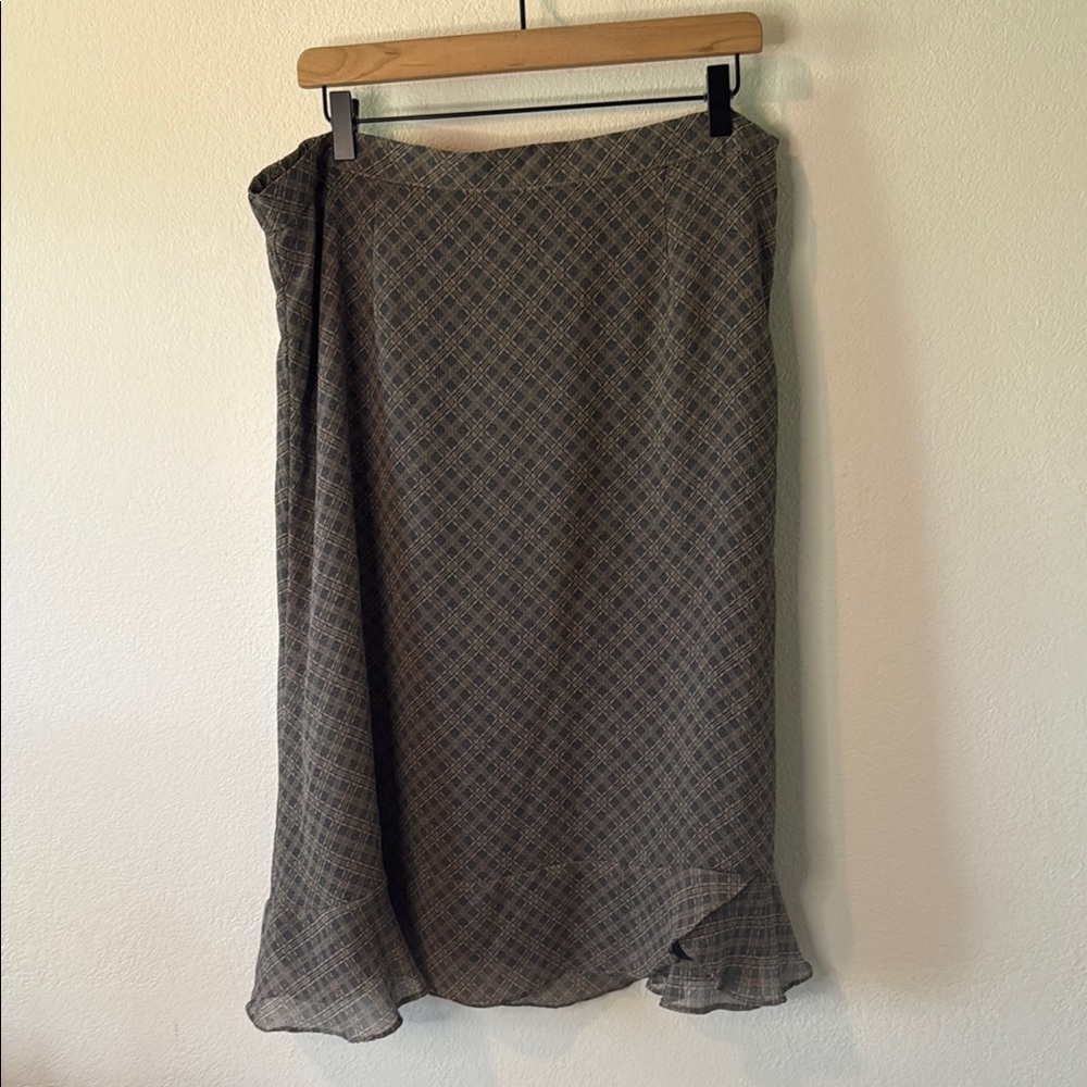 Jaclyn Smith Gray Asymmetrical Wrap Midi Skirt